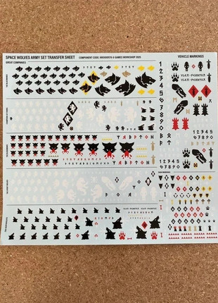 New Space Wolves Transfer Sheet Warhammer 40k Decals Marines, marque: Games Workshop, état: Neuf sans étiquette, 5,00 €, 5,95 € Protection acheteurs (Pro) incluse