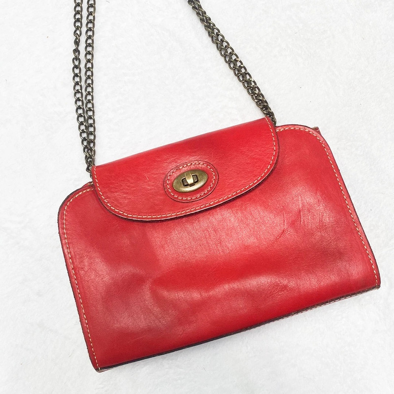 Patrica Nash red turn and lock leather shoulder bag 2