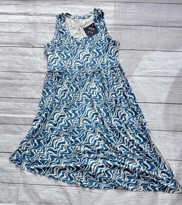 Ava & Viv Blue Swirl Tank Dress Women Plus Size 2x 1