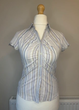Y2K striped button up short sleeve shirt, brand: Next, condition: Good, size: M / 10, £14.00, £15.40 includes Buyer Protection