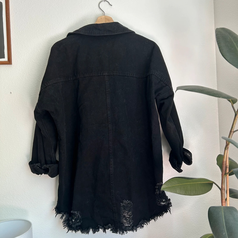 NWT Nasty Gal oversized distressed black denim jacket 4