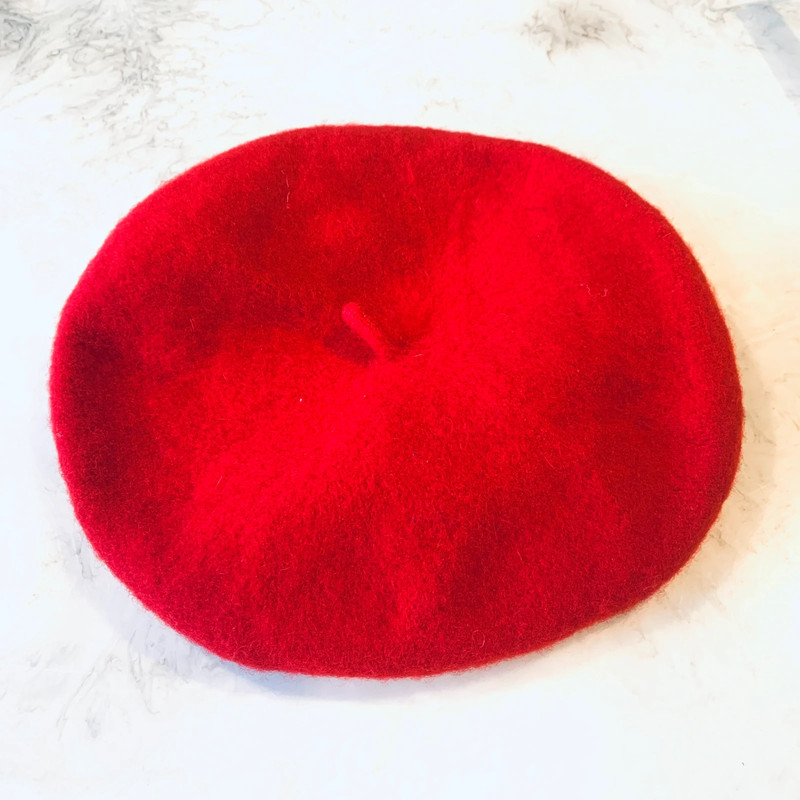 Women's Winter Red Beret Hat 1