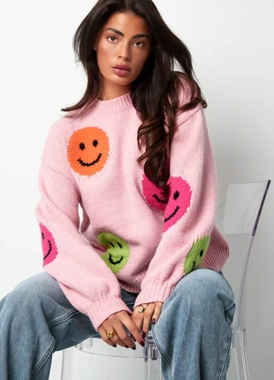 Fashion Lifestyle – Sunshine Knit S/M – Pink Fuchsia Smiley Sweater – Cozy Festive Gift, marque: Very Demure Prints, état: Neuf avec étiquette, taille: M / 38 / 10, 39,90 €, 42,60 € Protection acheteurs incluse