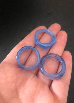 Lot bagues bleu translucide, état: Neuf sans étiquette, taille: 17,3 mm, 1,00 €, 1,75 € Protection acheteurs incluse