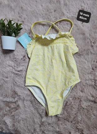 Maillot de bain fleurie 1 pièces 18 mois 80cm Neuf Obaibi, marca: Obaïbi, estado: Nuevo sin etiquetas, tamaño: 12-18 meses / 80 cm, 7,50 €, 8,58 € Protección al comprador incluida