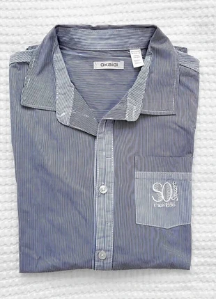 Chemise rayée bleu marine et blanche Okaïdi - 14 ans - Neuve, marque: Okaïdi, état: Neuf sans étiquette, taille: 14 ans / 164 cm, 10,00 €, 11,20 € Protection acheteurs incluse