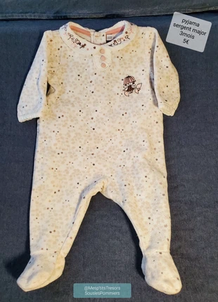 Pyjama velours bébé fille sergent major 3mois col Claudine broderie boutons déco beige rose blanc , marque: Sergent Major, état: Très bon état, taille: 1-3 mois / 56 cm, 5,00 €, 5,95 € Protection acheteurs incluse