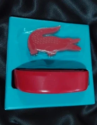 Ceinture Lacoste Rouge Made in France ,Cuir Lisse 108 cm, Logo Crocodile Amovible, merk: Lacoste, staat: Nieuw zonder prijskaartje, maat: 110 cm, € 25,00, € 26,95 inclusief Kopersbescherming