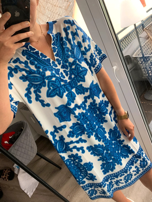 NEU leichtes Sommerkleid blau weiß gemustert Oui Gr. 40 | Vinted