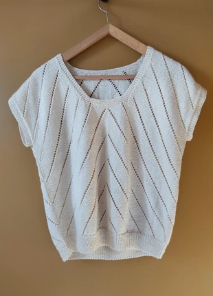 Pull à manches courtes blanc maillé, marca: COQUETTE, estado: Muito bom, tamanho: M / 38 / 10, €5.00, €5.95 inclui Proteção do Comprador