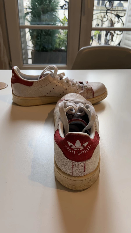 Adidas Stan smith blanches rouges effet used Vinted