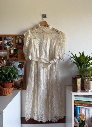 Abito vintage da sposa/cerimonia in pizzo avorio, merk: Vintage Dressing, staat: Goed, maat: M / 38 / 10, € 49,00, € 52,15 inclusief Kopersbescherming