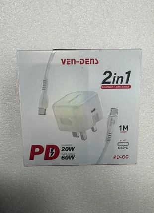 Ven-Dens 20W Fast Charger with USB-C to USB-C 60W Data Cable | Type-C 2-in-1 Charger Set UK Plug, brand: ven-dens, condition: New with tags, £7.99, £9.09 includes Buyer Protection
