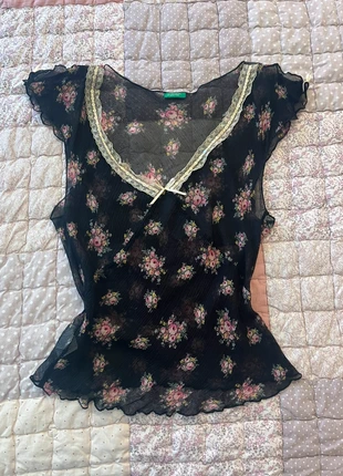 coquette floral see through sheer camisole 100% silk babydoll with lace details, brand: COQUETTE, condition: Very good, size: S / 36 / 8, €30.00, €32.20 includes Buyer Protection Pro