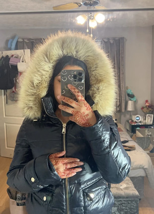 Zara wet look puffer coat Vinted