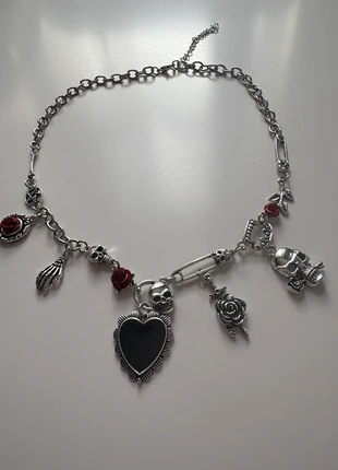Collier cœur tête de mort et rose gothique punk, brand: Gothicana by EMP, condition: Very good, €20.00, €21.70 includes Buyer Protection