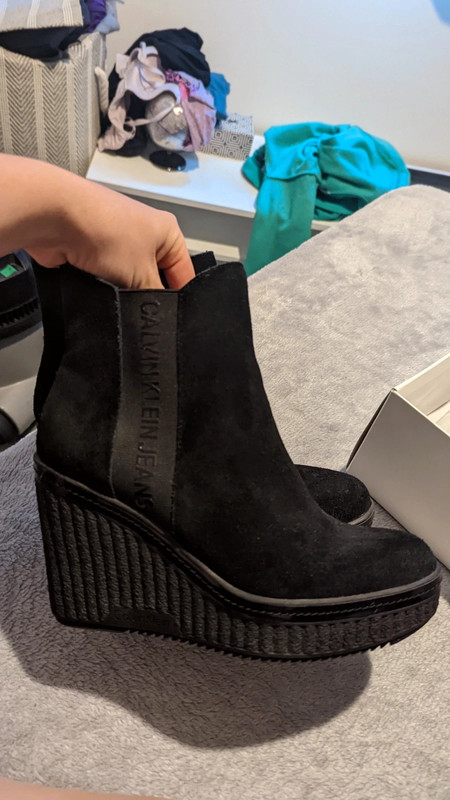 Calvin klein wedge sale boots