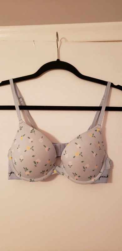 Light Blue Floral PINK Pushup Bra 1