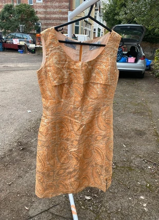 Vintage 60s fitted peach and gold dress, brand: Vintage Dressing, condition: Good, size: M / 10, £30.00, £32.20 includes Buyer Protection