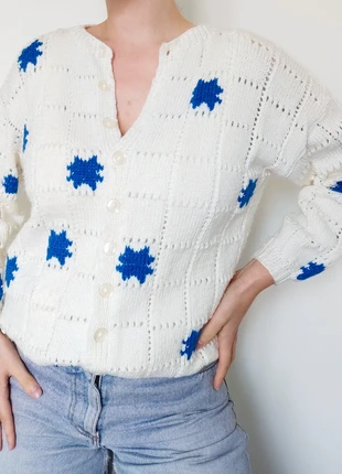 Cardigan bianco oversize in maglia ai ferri | Vintage , brand: Vintage, condizioni: Ottime, taglia: M / IT 42 / EU 38, €21.00, €22.75 include la Protezione acquisti