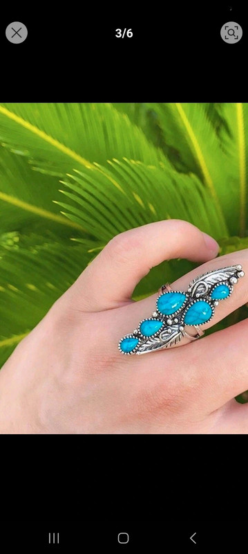 1pc Natural Teardrop Turquoise Ring, Fashionable And Retro, Size 8 1