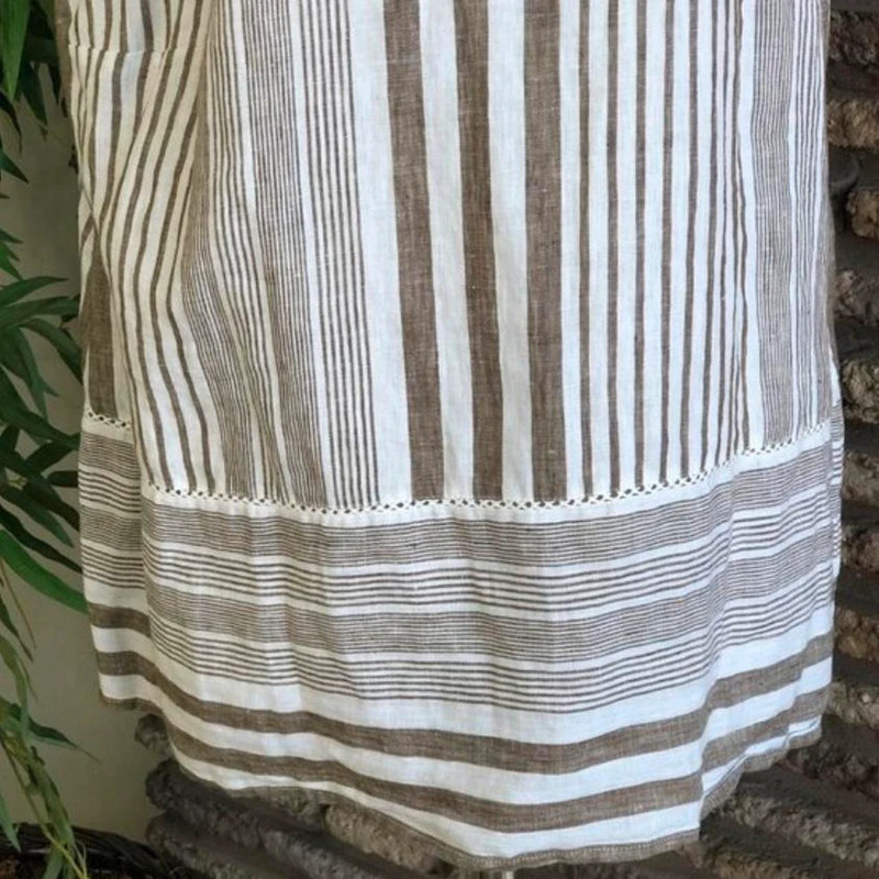 J Jill Taupe Tan and White Striped Linen Sleeveless Tunic Top 3