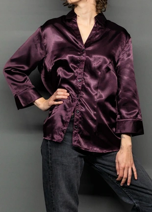 Chemisier satiné violet à rayure Fashion b.p.c, marke: Fashion b.p.c., zustand: Neu, größe: XL / 42 / 14, 6,00 €, 7,00 € inklusive Vinted-Käuferschutz