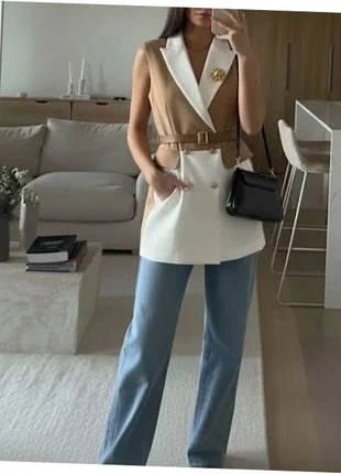 Blazer sans manches bicolore Old Money Taille S, marca: Maison Vallette, estado: Muito bom, tamanho: S / 36 / 8, €49.99, €53.19 inclui Proteção do Comprador