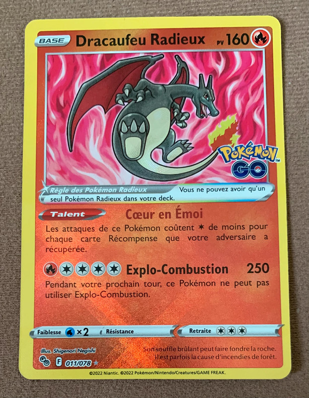 Carte Pokémon dracaufeu radieux 11/78 pokémon go - Pokemon