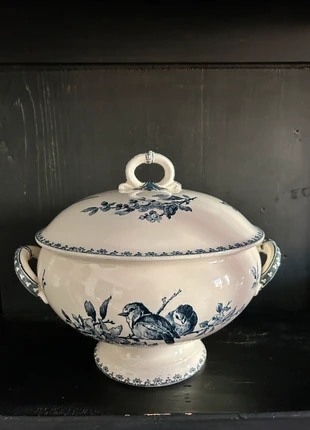 Sarreguemines Favori blue ironstone medium tureen, marca: Sarreguemines, estado: Muito bom, €90.00, €95.20 inclui Proteção do Comprador