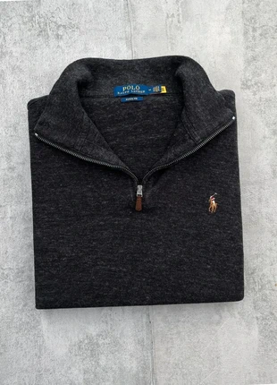 QZ09 - Half zip 1/4 zip col camionneur Ralph Lauren Gris foncé logo brodé - Taille M, merk: Ralph Lauren, staat: Heel goed, maat: M, € 64,99, € 68,94 inclusief Kopersbescherming