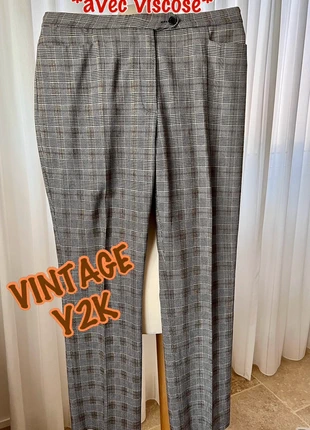 🔙Vintage Y2K🪡33%viscose 🔸carreaux🇫🇷Pantalon droit👩femme 🐘gris 🇳🇱Broek rechte pijp👩dames 🐘grijs 📦163, brand: Woman Collection, condition: Very good, size: M / 38 / 10, €3.50, €4.38 includes Buyer Protection