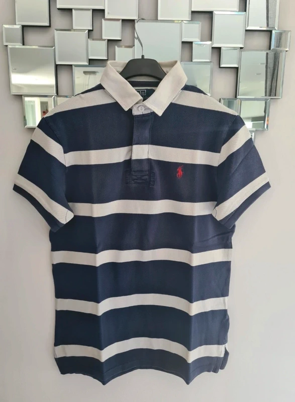 Polo Ralph Lauren rayé marine et blanc - Taille M