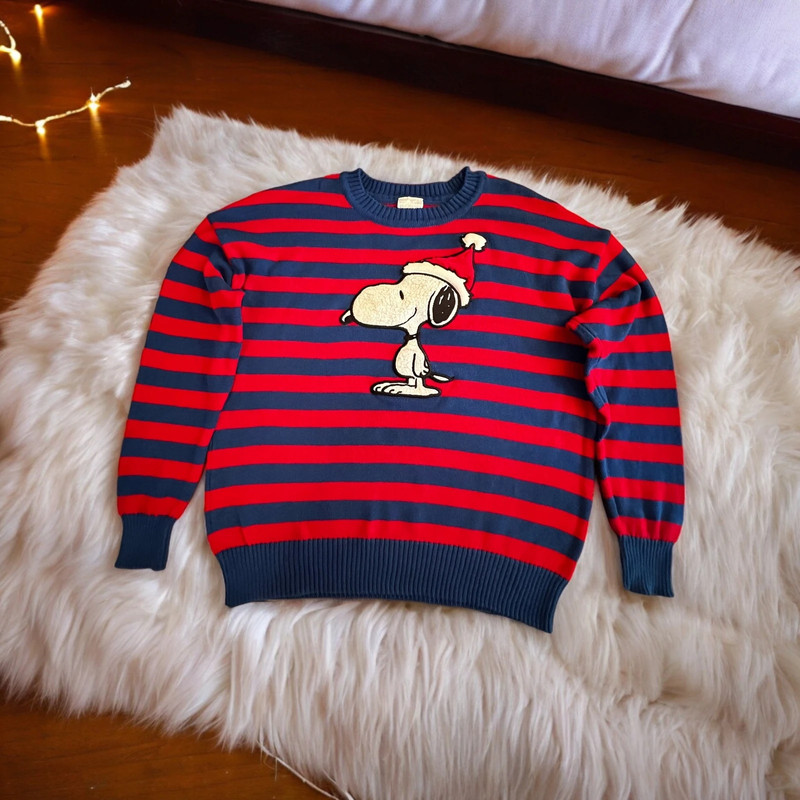 Snoopy Christmas Sweater, Long Sleeve Pullover Size XL 1