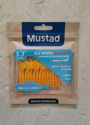 Mustad leurres souples Aji worm 4,3cm col 008 orange pailleté, marque: Mustad, état: Très bon état, 6,00 €, 7,00 € Protection acheteurs (Pro) incluse