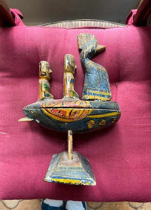 Sculpture bois peint - Pirogue avec 3 personnages-Folk art africain (vintage), brand: Art, condizioni: Ottime, €100.00, €105.70 include la Protezione acquisti