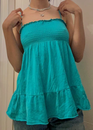 Top vintage volant bleu, brand: COQUETTE, condition: Very good, size: S / 36 / 8, €6.00, €7.00 includes Buyer Protection
