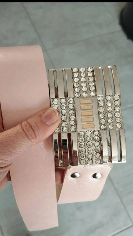 Ceinture rose boucles argenté 90 cm - photo numéro 5