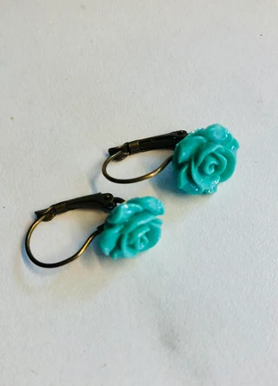 Turquoise flower pendant earrings, estado: Novo sem etiquetas, €2.90, €3.75 inclui Proteção do Comprador