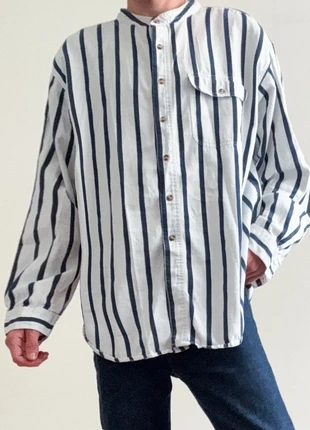 100% Cotton Dress Shirt, Band Collar Striped Shirt, condition: Very good, size: L, €12.50, €13.83 includes Buyer Protection