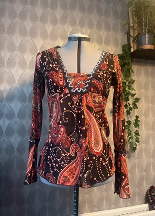 Vintage funky bell sleeve top, marca: Vintage Dressing, estado: Muito bom, tamanho: S / 36 / 8, €10.00, €11.20 inclui Proteção do Comprador