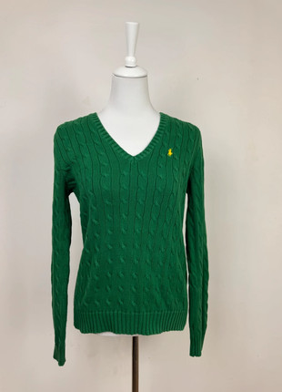 Pull sweat col V torsadé Ralph Lauren Vert logo jaune brodé, marque: Ralph Lauren, état: Très bon état, taille: L / 40 / 12, 44,99 €, 47,94 € Protection acheteurs incluse