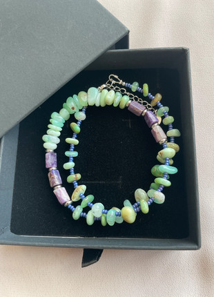 Necklace Charoite and Chrysoprase, estado: Novo com etiquetas, €22.00, €23.80 inclui Proteção do Comprador