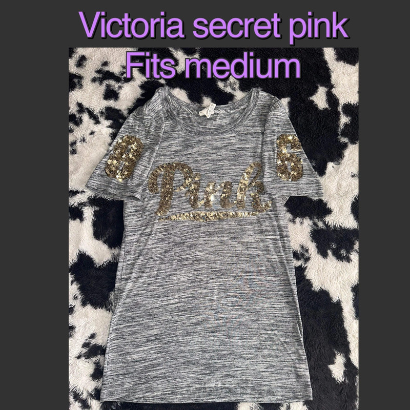 Victoria secret pink tee with bling 1