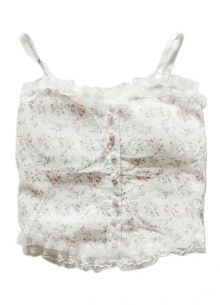 White floral and lace cropped top (s), merk: Lolita, staat: Heel goed, maat: S / 36 / 8, € 9,99, € 11,19 inclusief Kopersbescherming Pro