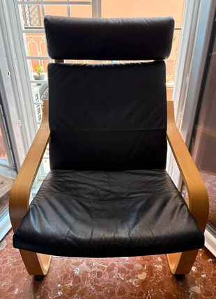 Poltrona in vera pelle nera Ikea poäng a dondolo, marca: IKEA, estado: Novo sem etiquetas, €60.00, €63.70 inclui Proteção do Comprador