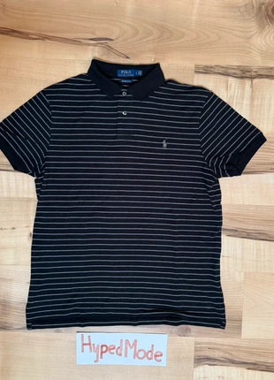 Polo Ralph Lauren Striped Polo Shirt – Black/Grey – Custom Slim Fit – Size L, merk: Ralph Lauren, staat: Heel goed, maat: L, € 45,00, € 47,95 inclusief Kopersbescherming