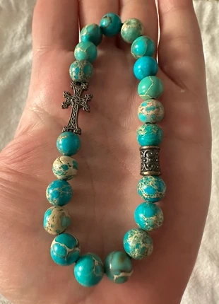 Bracelet en perles de variscite naturelles, ronde, staat: Nieuw zonder prijskaartje, € 16,00, € 17,50 inclusief Kopersbescherming
