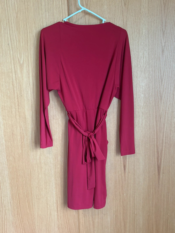 Red dress long sleeve with pockets 4