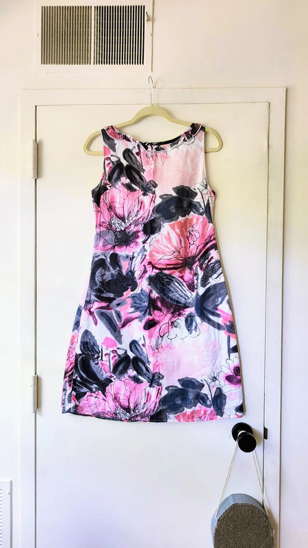 Esprit Summer Watercolor Cotton Dress size 6 pink Grey black white Lined 3